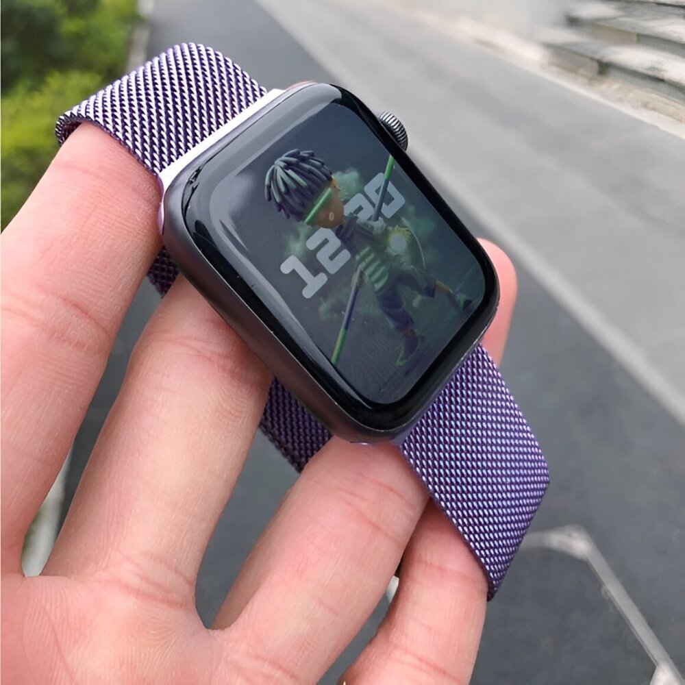 Apple Watch Band Adjustable Milanese Stylish Strap Purple Stainless Band